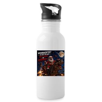 Liefernacht Weihnachtsmann Dino Humor Spruch Wild - Trinkflasche mit integriertem Trinkhalm - Weiß - Rechts