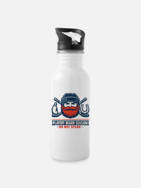 Playoff Bart Saison Nicht Sprechen - Trinkflasche mit integriertem Trinkhalm - Weiß