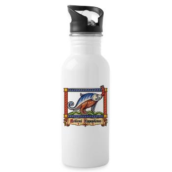 Das mittelalterliche Nilpferd - Trinkflasche mit integriertem Trinkhalm - Weiß - Rechts