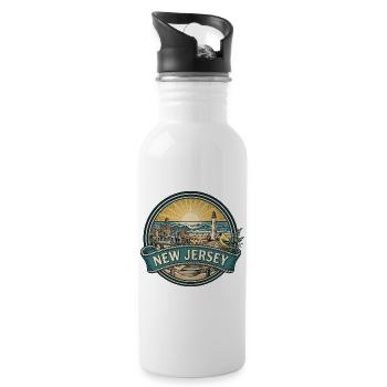 New Jersey Cape May Coast Retro-Reisegeschenk - Trinkflasche mit integriertem Trinkhalm - Weiß - Rechts