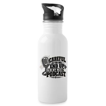 Lustiger Podcaster Content Creator Blogger Media Art - Trinkflasche mit integriertem Trinkhalm - Weiß - Rechts