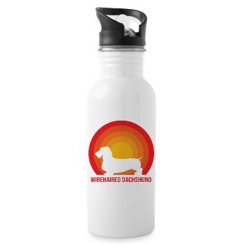 Dachshund Rauhaardackel - Trinkflasche mit integriertem Trinkhalm - Weiß - Rechts