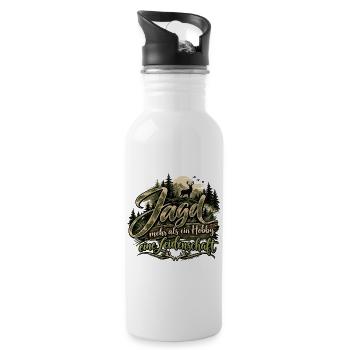 Jäger/in Jagd Leidenschaft Hobby Natur Tiere Wald - Trinkflasche mit integriertem Trinkhalm - Weiß - Rechts