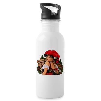  Schwarzwald Tracht Frau Mit Bollenhut Und - Trinkflasche mit integriertem Trinkhalm - Weiß - Rechts