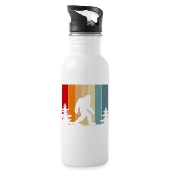 Retro Sunset Bigfoot Vintage Yeti Forest Trees - Trinkflasche mit integriertem Trinkhalm - Weiß - Rechts