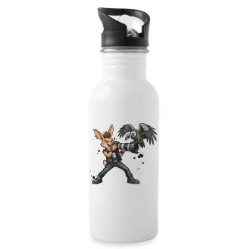 Punk-Hase, der Safari-Fotograf - Trinkflasche mit integriertem Trinkhalm - Weiß - Rechts