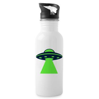 Ufo Alien Raumschiff Grafik - Trinkflasche mit integriertem Trinkhalm - Weiß - Rechts