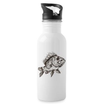 Fisch - Trinkflasche mit integriertem Trinkhalm - Weiß - Rechts