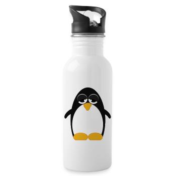 Pinguin (penguin) 02 - Trinkflasche mit integriertem Trinkhalm - Weiß - Rechts
