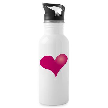 Heart II, Full Color Tee Design - Water bottle with straw - white - Right