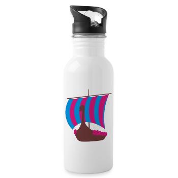 navire viking - Gourde avec paille intégrée - blanc - Droite
