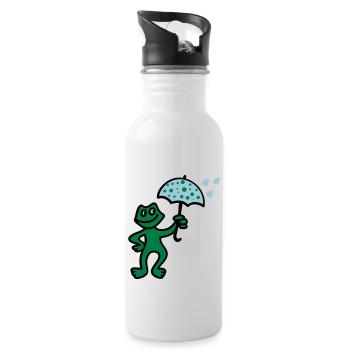 Wetterfrosch - Regen - Trinkflasche mit integriertem Trinkhalm - Weiß - Rechts