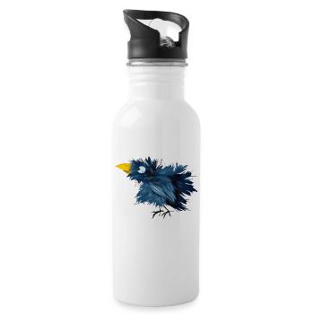 Krähe - Trinkflasche mit integriertem Trinkhalm - Weiß - Rechts