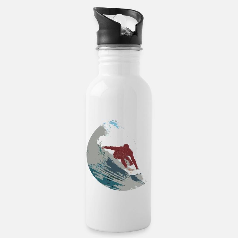 Surfer - Trinkflasche mit integriertem Trinkhalm - Weiß