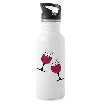 Cheers glasses of red wine drinks - Water bottle with straw - white - Right