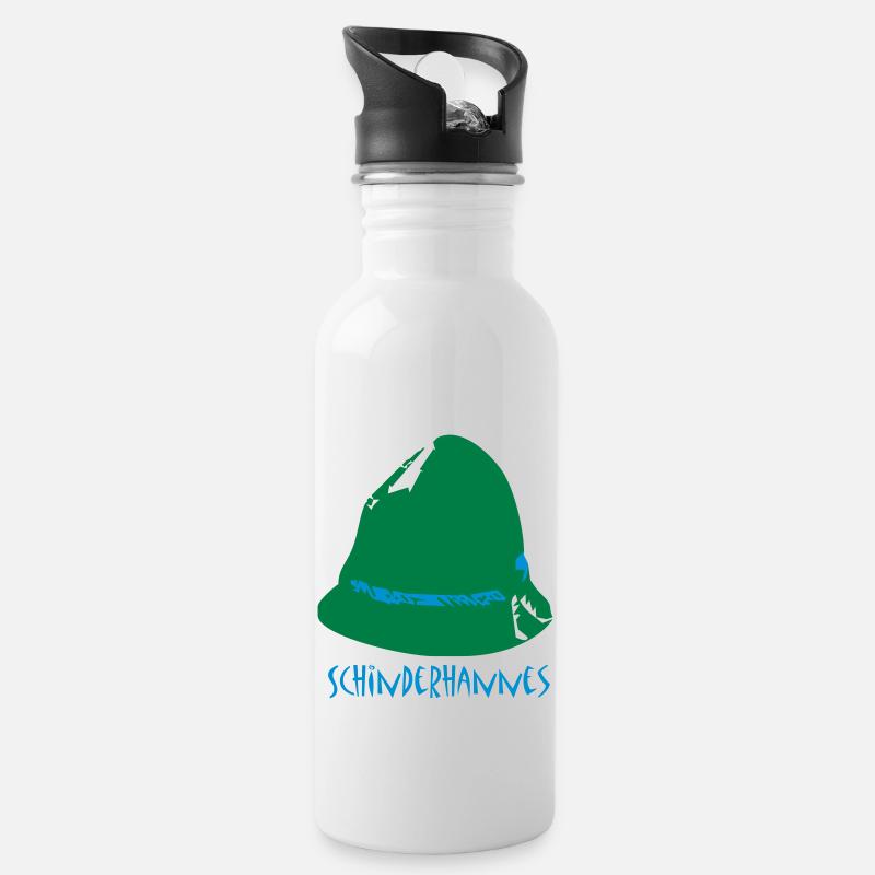 Schinderhannes - Trinkflasche mit integriertem Trinkhalm - Weiß