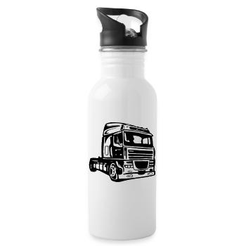 Lorry, truck, truck, long-distance driver, car - Water bottle with straw - white - Right