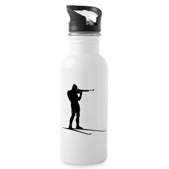biathlon winter sport - Trinkflasche mit integriertem Trinkhalm - Weiß - Rechts