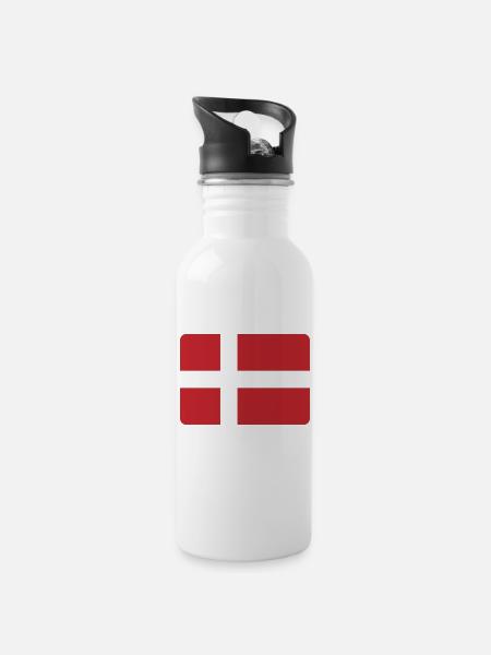 DÄNEMARK IST DER HAMMER! - Trinkflasche mit integriertem Trinkhalm - Weiß