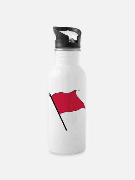 drapeau rouge - Gourde avec paille intégrée - blanc