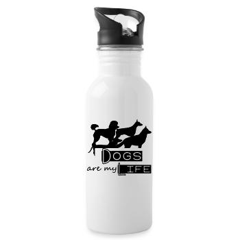 Dogs are my Life Hund Tier Haustier Geschenk - Trinkflasche mit integriertem Trinkhalm - Weiß - Rechts
