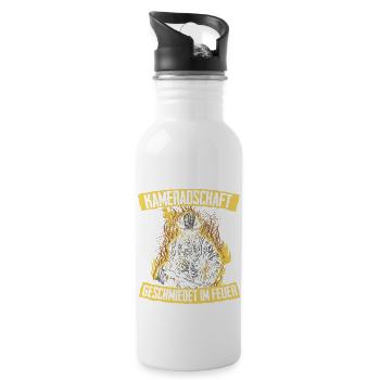 Feuerwehr Kameradschaft Feuerwehrmann - Trinkflasche mit integriertem Trinkhalm - Weiß - Rechts