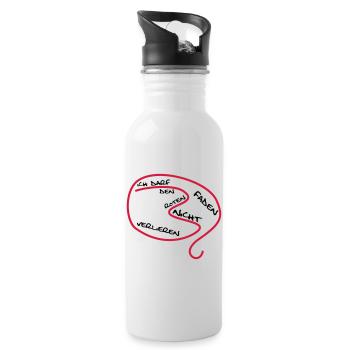 Der rote Faden... - Trinkflasche mit integriertem Trinkhalm - Weiß - Rechts