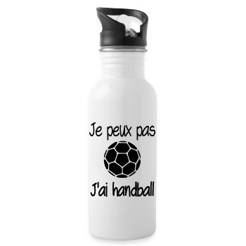 je peux pas j'ai handball - Gourde avec paille intégrée - blanc - Droite