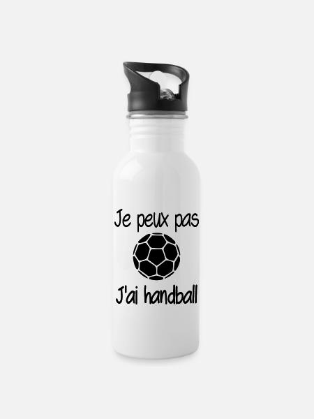 je peux pas j'ai handball - Gourde avec paille intégrée - blanc
