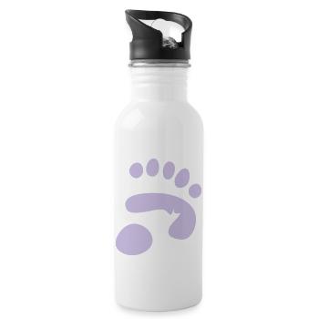 empreinte de patte de panda - Gourde avec paille intégrée - blanc - Droite