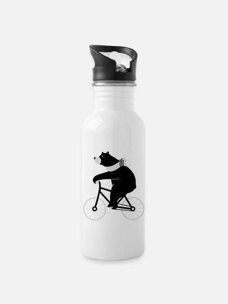 spread_baerbike - Trinkflasche mit integriertem Trinkhalm - Weiß