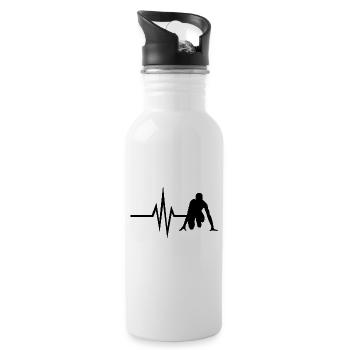 Mein Herz schlägt für Laufen - Sprint Jogging Fit - Trinkflasche mit integriertem Trinkhalm - Weiß - Rechts