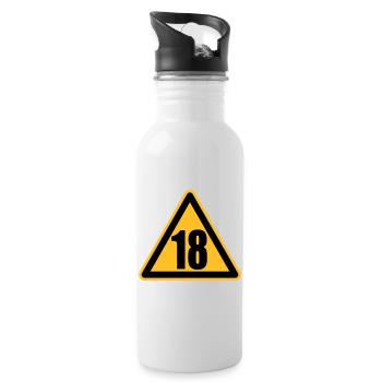 Achtung 18 - Trinkflasche mit integriertem Trinkhalm - Weiß - Rechts