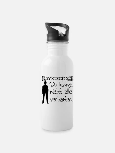 Polizei Geschenk Polizist lustig Spruch Beruf Fun - Trinkflasche mit integriertem Trinkhalm - Weiß