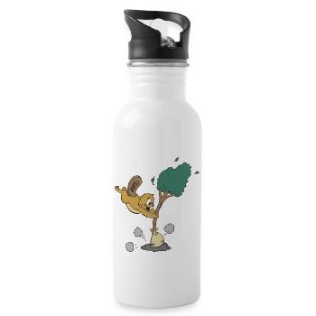 biber beaver flannelette animal tiere9 - Trinkflasche mit integriertem Trinkhalm - Weiß - Rechts