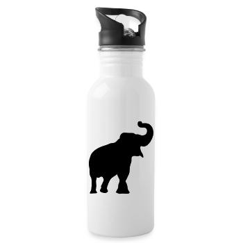elephant silhouette shadow shadow3 - Water bottle with straw - white - Right