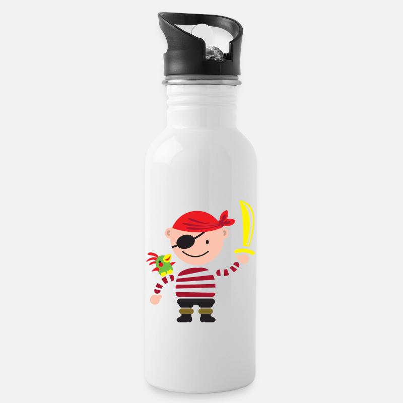 Petit pirate avec le perroquet - Gourde avec paille intégrée - blanc