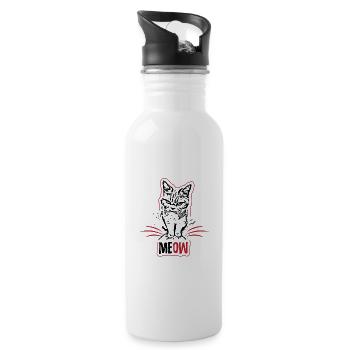 Cat evil angry cats Miau cat holder gift - Water bottle with straw - white - Right