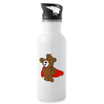Superbär - Trinkflasche mit integriertem Trinkhalm - Weiß - Rechts
