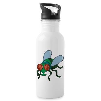 Fliege - Trinkflasche mit integriertem Trinkhalm - Weiß - Rechts