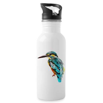 gxp ice bird kingfisher vector art - Water bottle with straw - white - Right