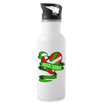 Baskische Herz ikurrina - Trinkflasche mit integriertem Trinkhalm - Weiß - Rechts