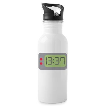 Uhr 1337 - Trinkflasche mit integriertem Trinkhalm - Weiß - Rechts