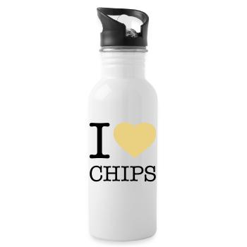 I LOVE CHIPS - Gourde avec paille intégrée - blanc - Droite