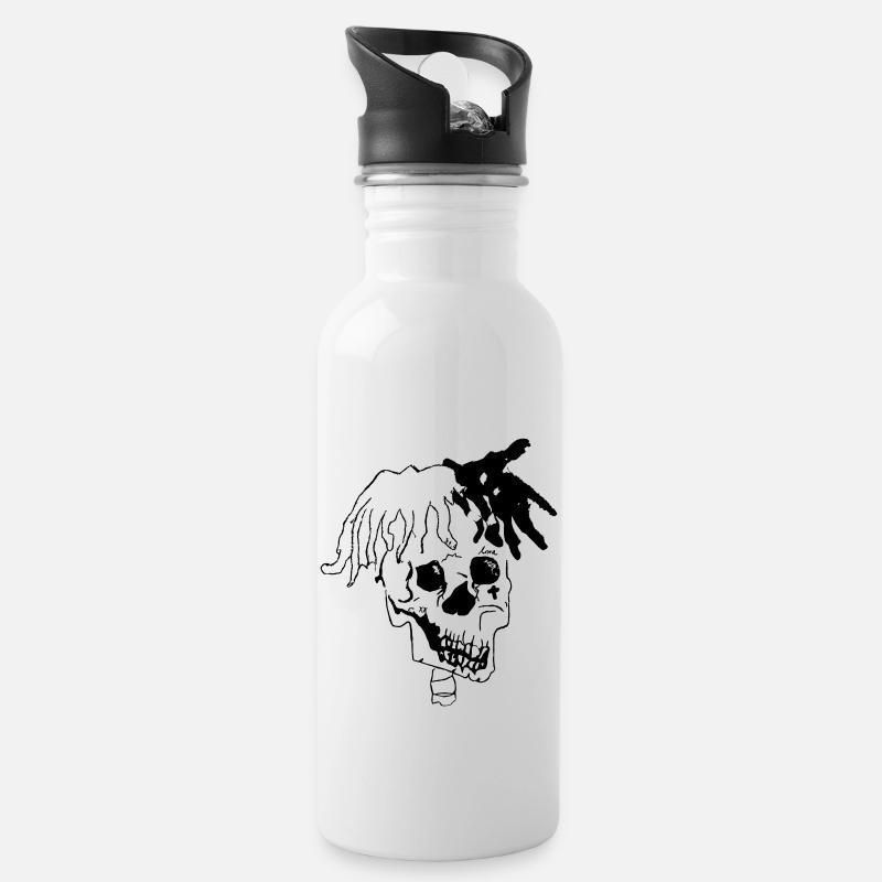 XXXTotenkopf - Trinkflasche mit integriertem Trinkhalm - Weiß