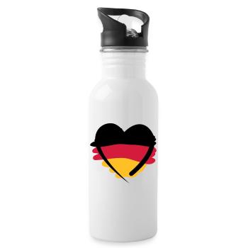 Deutschland Herz | German Heart | Art - Water bottle with straw - white - Right