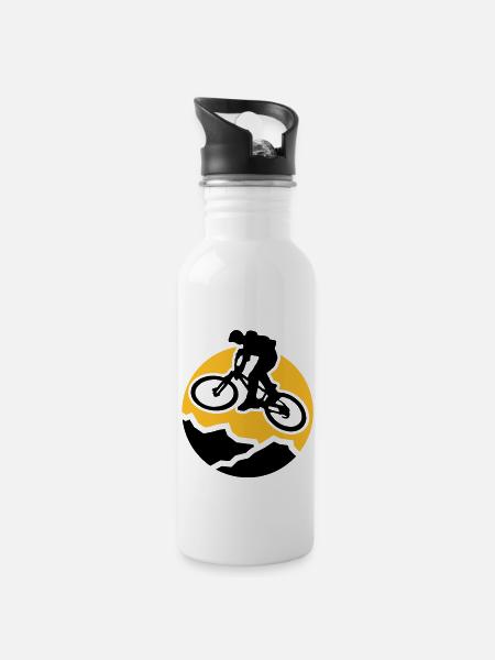 MountainBiker3 - Water bottle with straw - white
