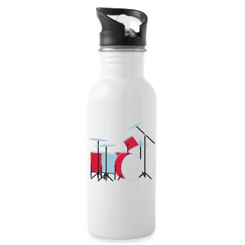 coloured_drums - Trinkflasche mit integriertem Trinkhalm - Weiß - Rechts