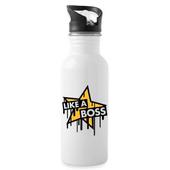 like_a_boss_star - Water bottle with straw - white - Right