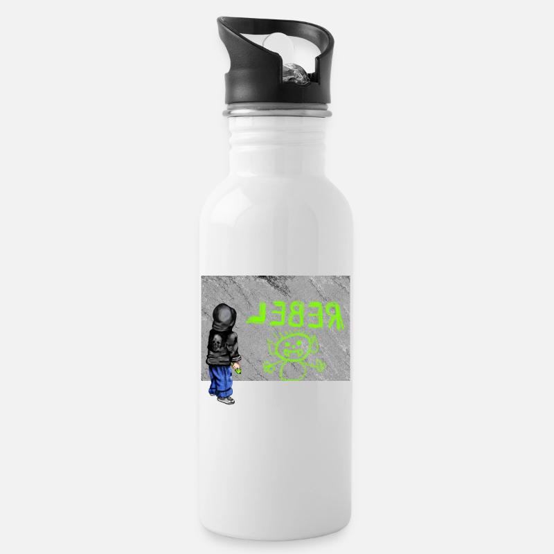 Rebell - Trinkflasche mit integriertem Trinkhalm - Weiß